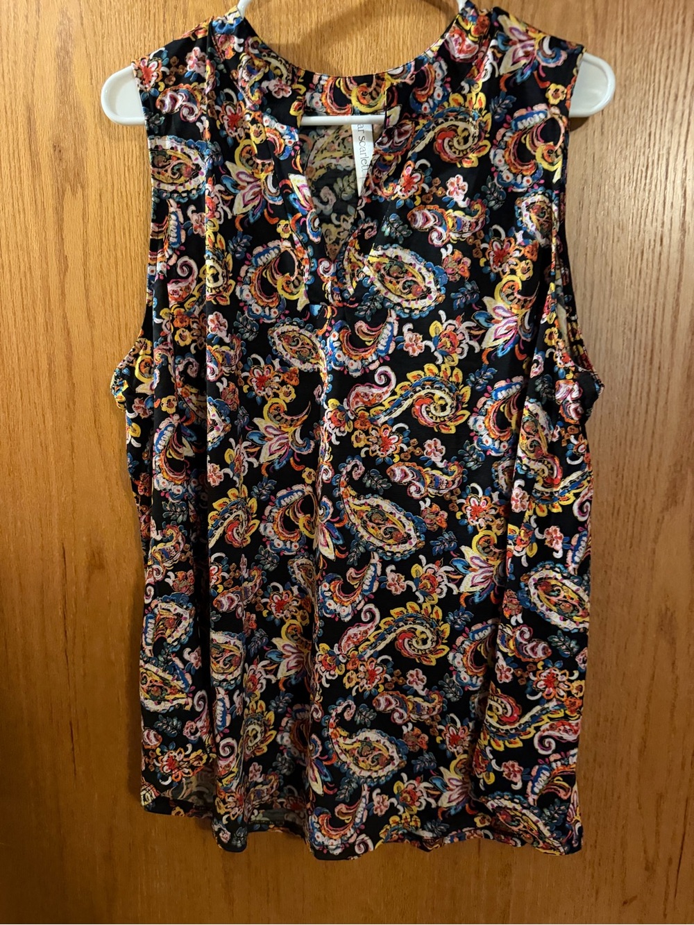 Sleeveless Paisley Print Camisole Top - Black Multi